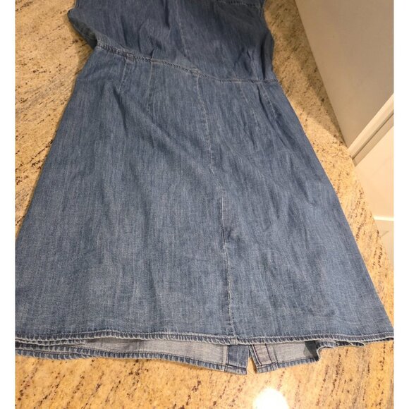 Tommy Hilfiger Shirt Dress Sz L Chambray Denim Mini Sleeveless Tie Front Wrap - Picture 15 of 16